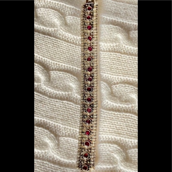 ❤️‍🔥2XHP❤️‍🔥VTG Gothic 925 Silver and Red Stone Bracelet - Picture 14 of 14